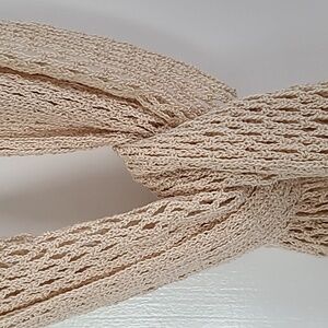NWOT Hand Crafted, crocheted scarf.  Beige.